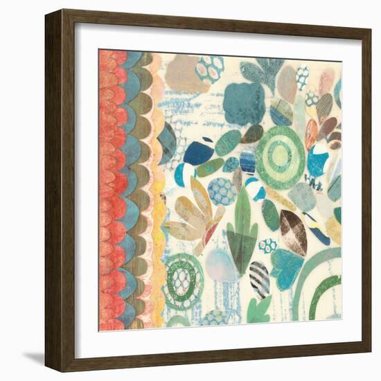 Raining Flowers with Border Square I-Candra Boggs-Framed Art Print