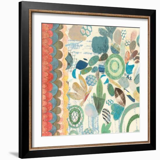 Raining Flowers with Border Square I-Candra Boggs-Framed Art Print