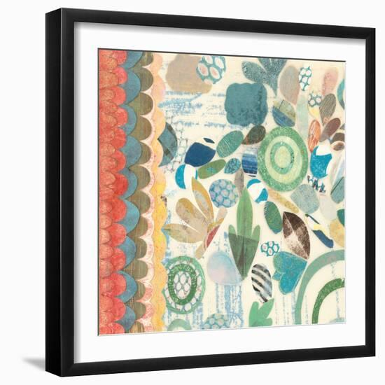 Raining Flowers with Border Square I-Candra Boggs-Framed Art Print