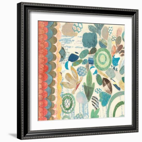 Raining Flowers with Border Square I-Candra Boggs-Framed Art Print