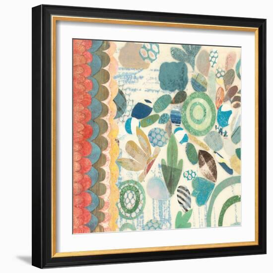 Raining Flowers with Border Square I-Candra Boggs-Framed Art Print