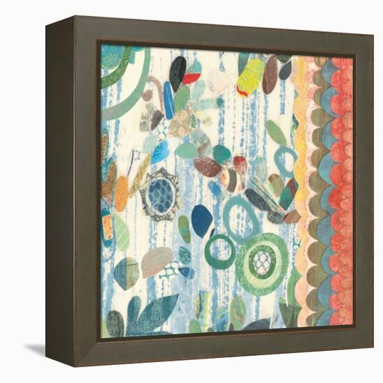 Raining Flowers with Border Square III-Candra Boggs-Framed Stretched Canvas
