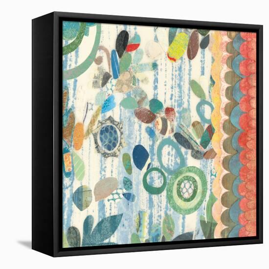 Raining Flowers with Border Square III-Candra Boggs-Framed Stretched Canvas