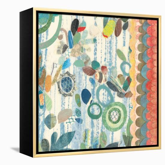 Raining Flowers with Border Square III-Candra Boggs-Framed Stretched Canvas