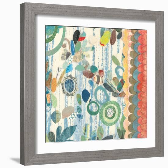 Raining Flowers with Border Square III-Candra Boggs-Framed Art Print