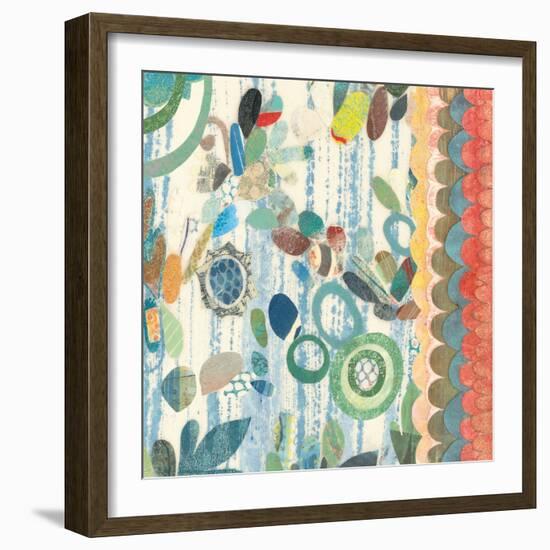 Raining Flowers with Border Square III-Candra Boggs-Framed Art Print