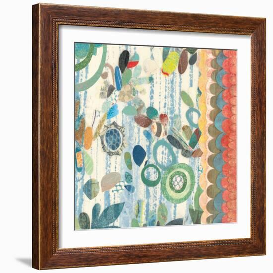 Raining Flowers with Border Square III-Candra Boggs-Framed Art Print