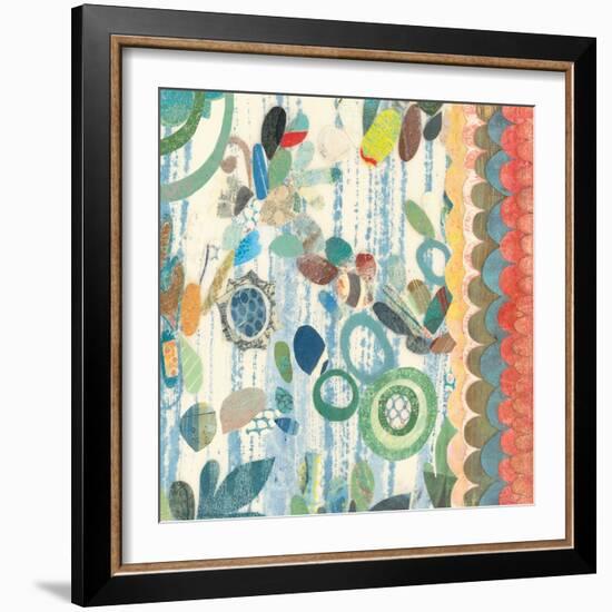 Raining Flowers with Border Square III-Candra Boggs-Framed Art Print