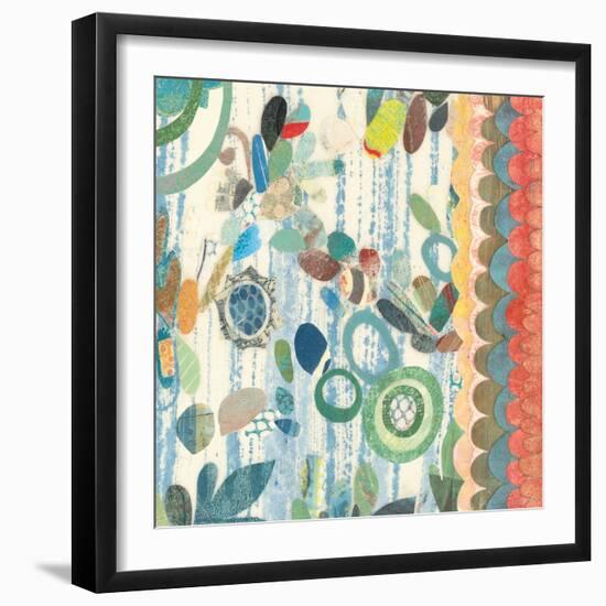 Raining Flowers with Border Square III-Candra Boggs-Framed Art Print