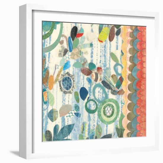 Raining Flowers with Border Square III-Candra Boggs-Framed Art Print