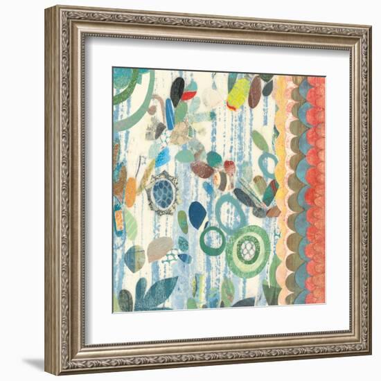 Raining Flowers with Border Square III-Candra Boggs-Framed Art Print