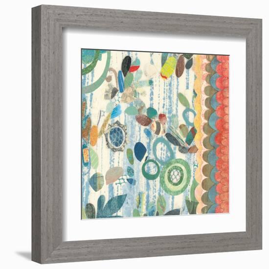 Raining Flowers with Border Square III-Candra Boggs-Framed Art Print