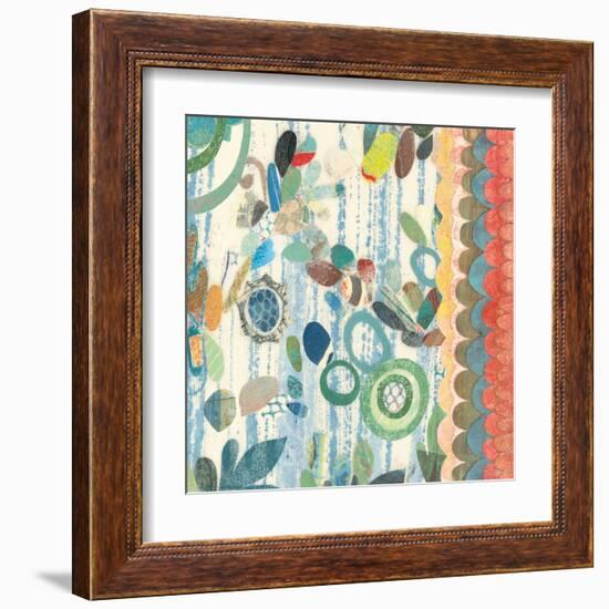 Raining Flowers with Border Square III-Candra Boggs-Framed Art Print