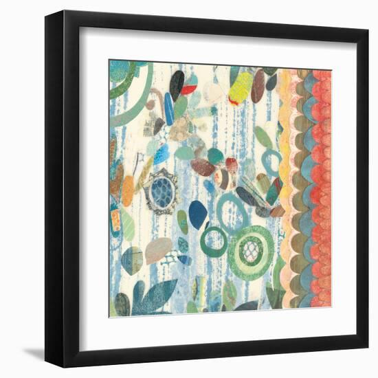 Raining Flowers with Border Square III-Candra Boggs-Framed Art Print