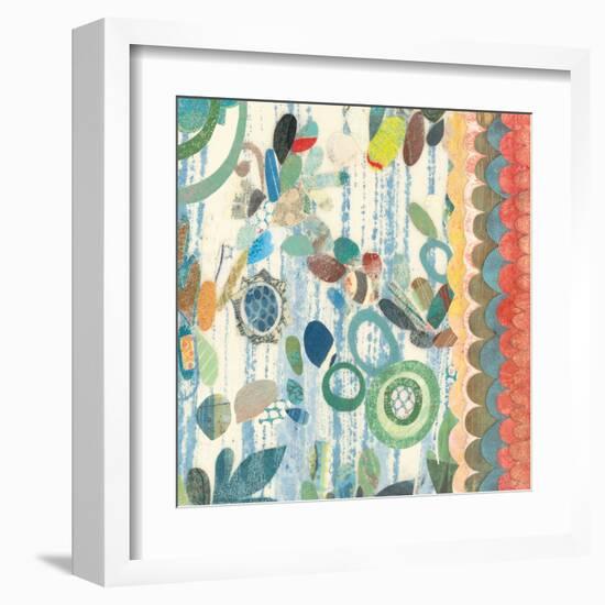 Raining Flowers with Border Square III-Candra Boggs-Framed Art Print