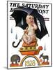 "Raining on Baby New Year," Saturday Evening Post Cover, December 31, 1927-Joseph Christian Leyendecker-Mounted Giclee Print