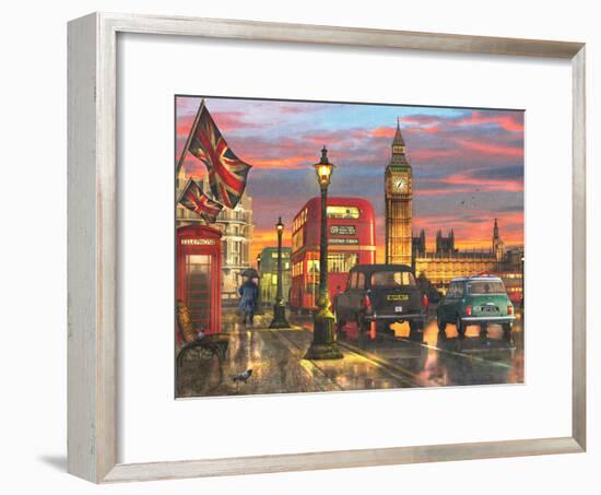 Raining Parliament Square (Variant 1)-Dominic Davison-Framed Art Print