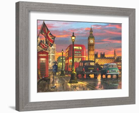 Raining Parliament Square (Variant 1)-Dominic Davison-Framed Art Print