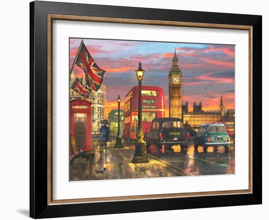 Raining Parliament Square (Variant 1)-Dominic Davison-Framed Art Print