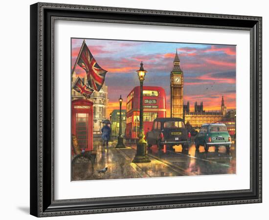 Raining Parliament Square (Variant 1)-Dominic Davison-Framed Art Print