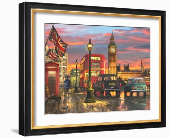 Raining Parliament Square (Variant 1)-Dominic Davison-Framed Art Print