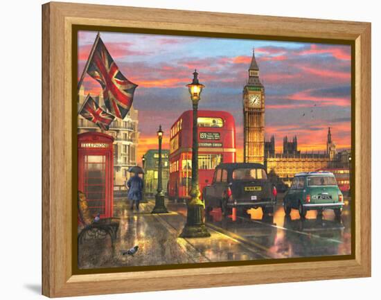 Raining Parliament Square (Variant 1)-Dominic Davison-Framed Stretched Canvas