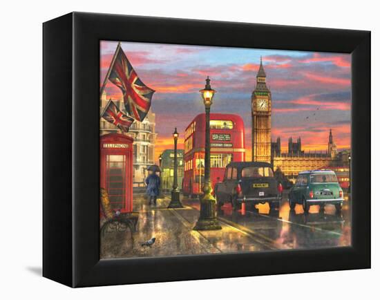 Raining Parliament Square (Variant 1)-Dominic Davison-Framed Stretched Canvas