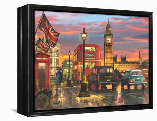 Raining Parliament Square (Variant 1)-Dominic Davison-Framed Stretched Canvas