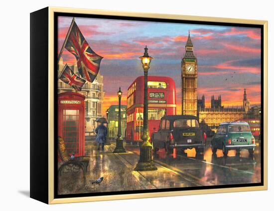 Raining Parliament Square (Variant 1)-Dominic Davison-Framed Stretched Canvas