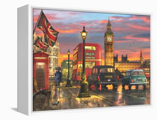 Raining Parliament Square (Variant 1)-Dominic Davison-Framed Stretched Canvas