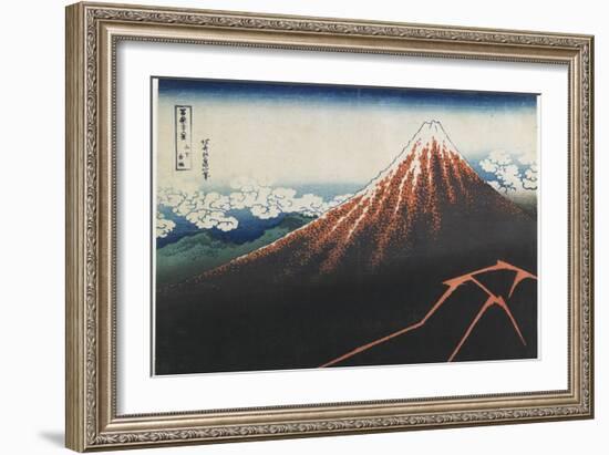 Rainstorm Beneath the Summit, 1831-1834-Katsushika Hokusai-Framed Giclee Print