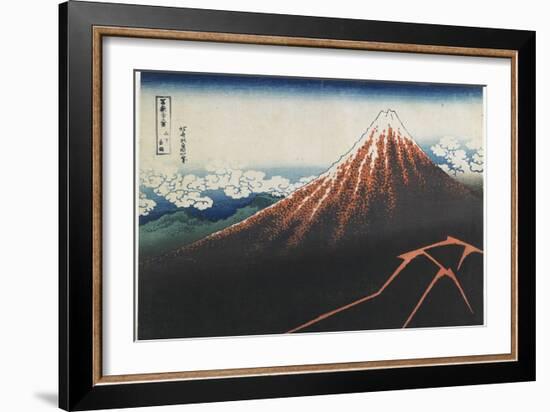 Rainstorm Beneath the Summit, 1831-1834-Katsushika Hokusai-Framed Giclee Print