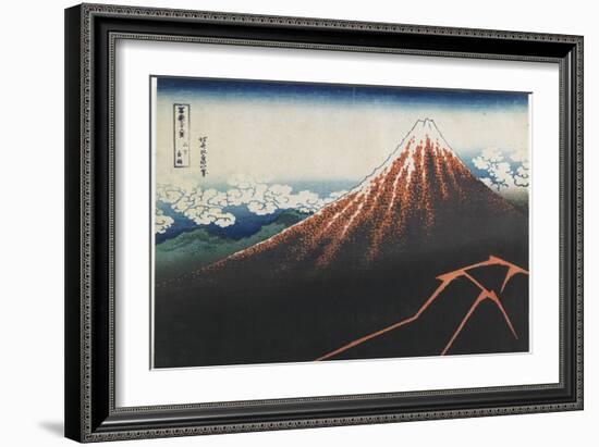 Rainstorm Beneath the Summit, 1831-1834-Katsushika Hokusai-Framed Giclee Print