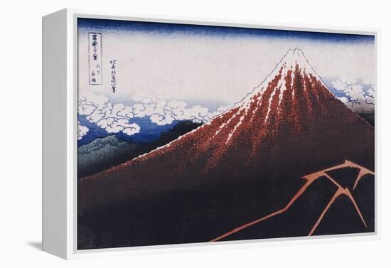 Rainstorm Beneath the Summit (The Black Fuji)-Katsushika Hokusai-Framed Premier Image Canvas