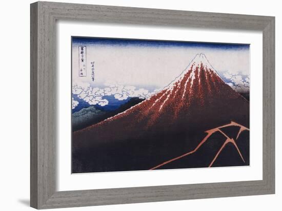 Rainstorm Beneath the Summit (The Black Fuji)-Katsushika Hokusai-Framed Giclee Print