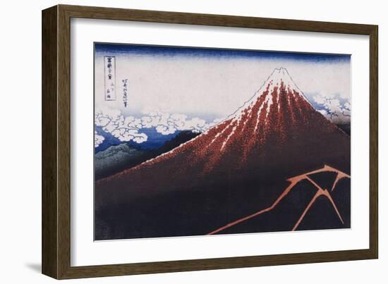 Rainstorm Beneath the Summit (The Black Fuji)-Katsushika Hokusai-Framed Giclee Print