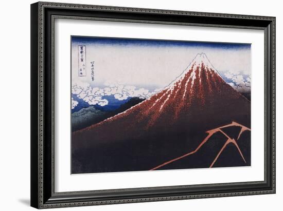 Rainstorm Beneath the Summit (The Black Fuji)-Katsushika Hokusai-Framed Giclee Print