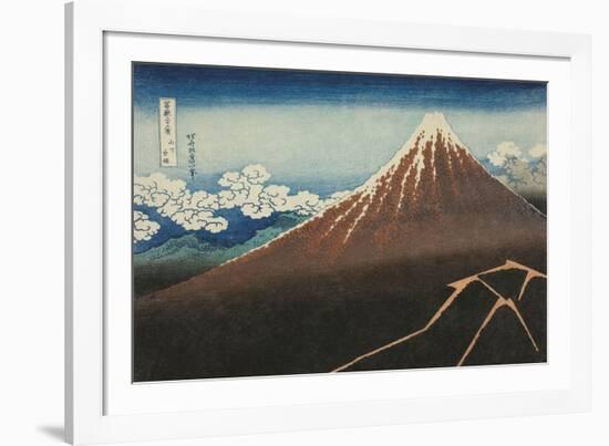 Rainstorm Beneath the Summit-Katsushika Hokusai-Framed Giclee Print