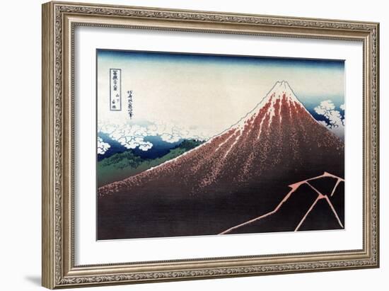Rainstorm Beneath the Summit-Katsushika Hokusai-Framed Premium Giclee Print
