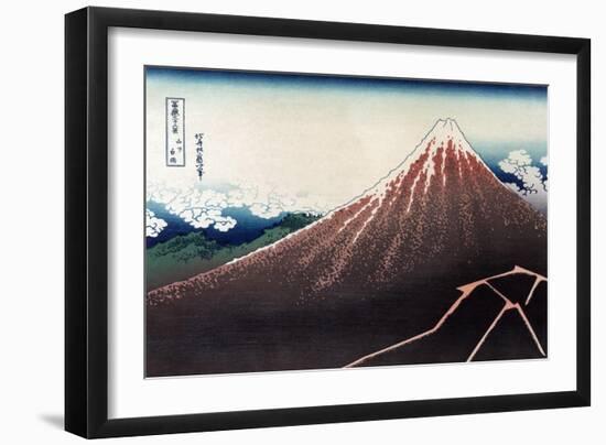 Rainstorm Beneath the Summit-Katsushika Hokusai-Framed Premium Giclee Print