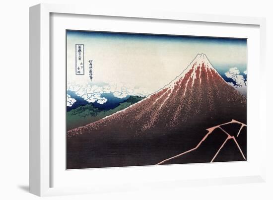 Rainstorm Beneath the Summit-Katsushika Hokusai-Framed Premium Giclee Print