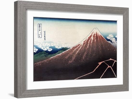 Rainstorm Beneath the Summit-Katsushika Hokusai-Framed Art Print