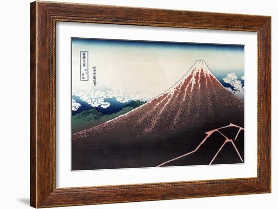 Rainstorm Beneath the Summit-Katsushika Hokusai-Framed Art Print