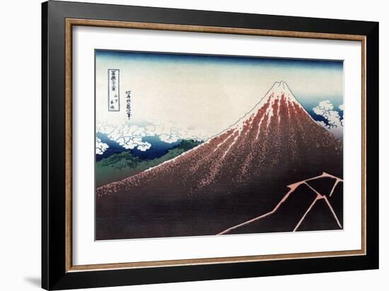 Rainstorm Beneath the Summit-Katsushika Hokusai-Framed Art Print