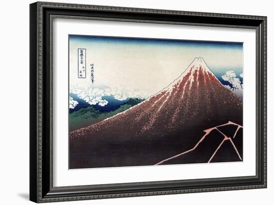 Rainstorm Beneath the Summit-Katsushika Hokusai-Framed Art Print