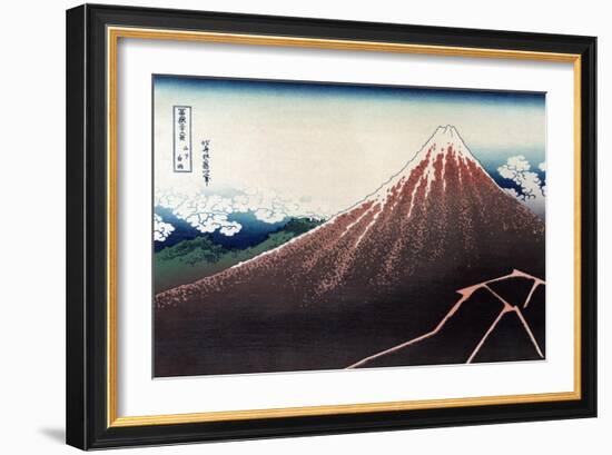 Rainstorm Beneath the Summit-Katsushika Hokusai-Framed Art Print