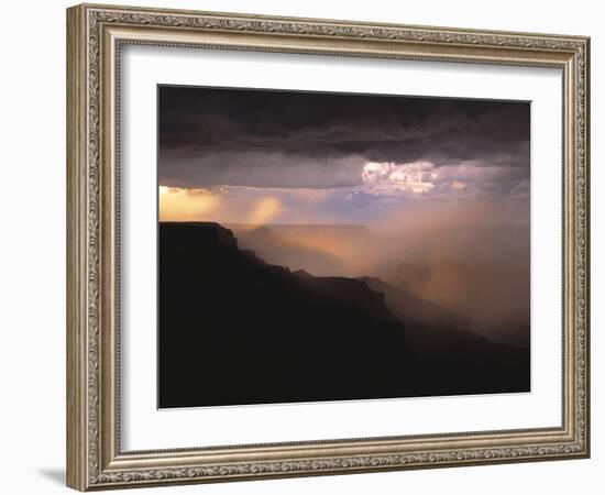 Rainstorm over the Grand Canyon at Sunset, Grand Canyon NP, Arizona-Greg Probst-Framed Photographic Print