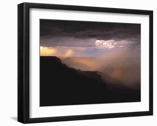 Rainstorm over the Grand Canyon at Sunset, Grand Canyon NP, Arizona-Greg Probst-Framed Photographic Print