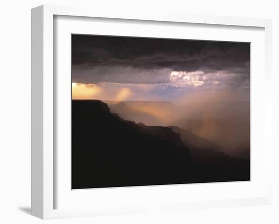 Rainstorm over the Grand Canyon at Sunset, Grand Canyon NP, Arizona-Greg Probst-Framed Photographic Print