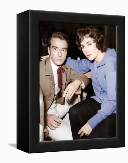 Raintree County, Montgomery Clift, Elizabeth Taylor, on set, 1957-null-Framed Stretched Canvas